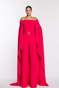 HerTrove-Crepe jumpsuit featuring draped collar