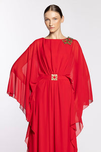 HerTrove-caftan style chiffon belted dress