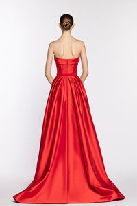 HerTrove-Side slit strapless mikado dress