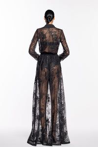 HerTrove-front slit semi sheer lace dress