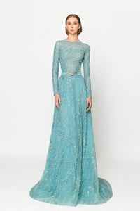 Her Trove - Fully embroidered long sleeves gown