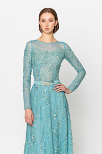 Her Trove - Fully embroidered long sleeves gown