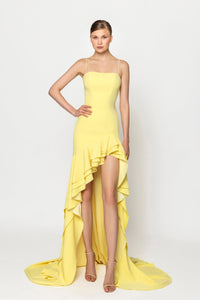 Her Trove - Asymmetrical and ruffled crepe dress