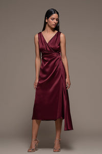 Draped Bodice Midi Dress - HerTrove
