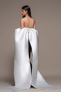 Strapless Column Gown with Cape - HerTrove