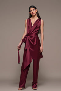 V–Neckline Jacket with Pants - HerTrove