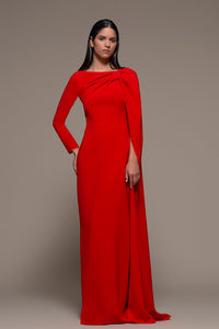 Cape Sleeve Column Dress - HerTrove