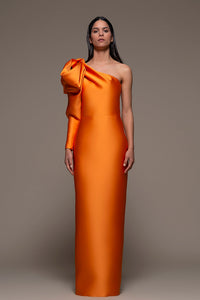 One Bow Shoulder Columns Gown - HerTrove