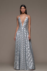 Plunging Neckline A-Line Dress - HerTrove