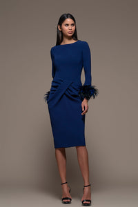 Cross Pleated Waistline Knee Length Dress - HerTrove