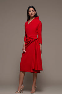 Pleated Waistline midi Dress - HerTrove