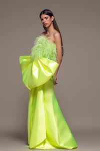 Strapless bow waist A-line gown - HerTrove