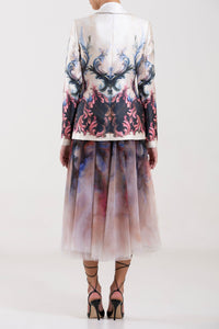 Her Trove - Shirt with printed jacket and skirt set