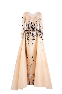 Her Trove - Skin tulle gold and black beaded dress
