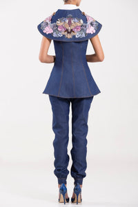 Her Trove - Shirt with beaded vest and denim pants