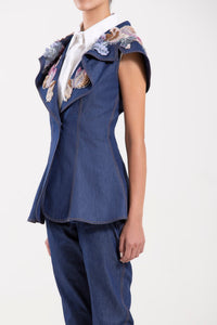 Her Trove - Shirt with beaded vest and denim pants