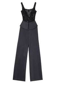 Her Trove - Mikado jumpasuit with beaded lace top
