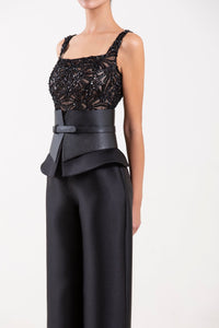Her Trove - Mikado jumpasuit with beaded lace top