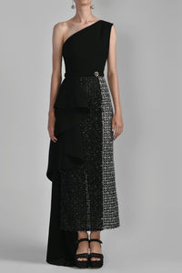 Her Trove - One shoulder crepe beaded dress