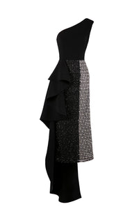 Her Trove - One shoulder crepe beaded dress