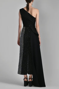 Her Trove - One shoulder crepe beaded dress