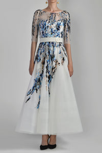 Her Trove - 3/4 sleeves midi beaded dress