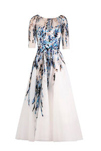 Her Trove - 3/4 sleeves midi beaded dress