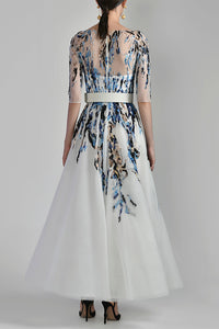 Her Trove - 3/4 sleeves midi beaded dress