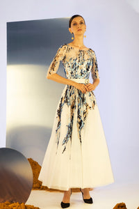 Her Trove - 3/4 sleeves midi beaded dress