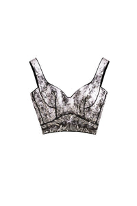 Her Trove - Satin printed crop top with tulle skirt