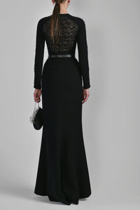 Her Trove - Crystal beaded canton crepe dress