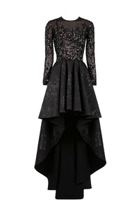 Her Trove - High-low brocade beaded dress