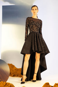 Her Trove - High-low brocade beaded dress