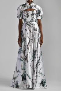 Her Trove - Printed mini jacket with strapless printed dress