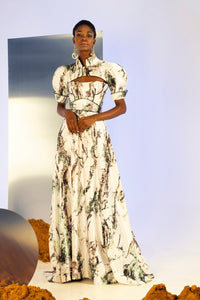 Her Trove - Printed mini jacket with strapless printed dress