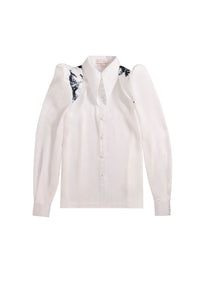 Her Trove - Hip level silk shirt with printed skirt