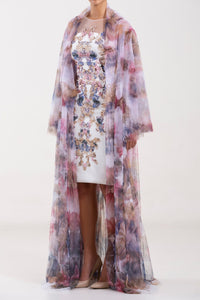 Her Trove - Chromatic beaded dress with printed jacket