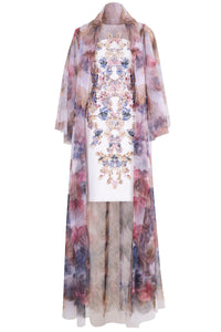 Her Trove - Chromatic beaded dress with printed jacket