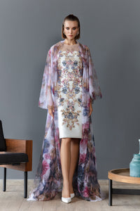 Her Trove - Chromatic beaded dress with printed jacket