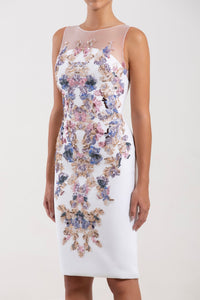 Her Trove - Chromatic beaded dress with printed jacket