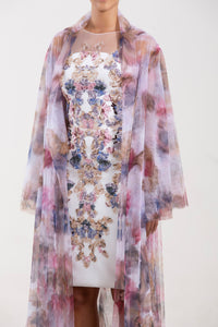 Her Trove - Chromatic beaded dress with printed jacket