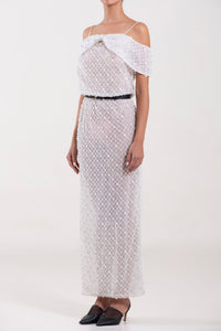 Her Trove - Blouson top belted beaded dress