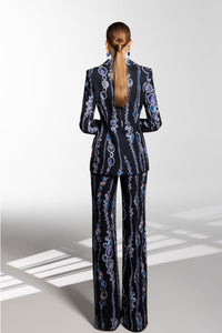 HerTrove-Printed crepe jacket with pants
