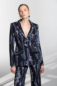HerTrove-Printed crepe jacket with pants