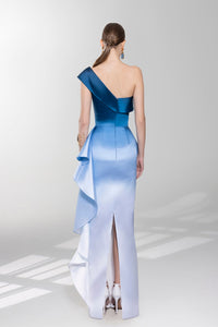 HerTrove-One shoulder ruffled gradient dress