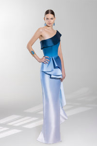 HerTrove-One shoulder ruffled gradient dress