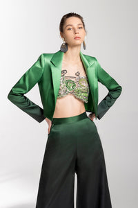 HerTrove-Gradient suit with beaded mini top