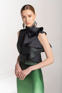 HerTrove-Side ruffled gradient short dress
