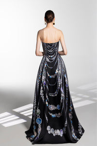 HerTrove-Strapless printed mikado gown