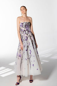 HerTrove-Strapless beaded midi dress